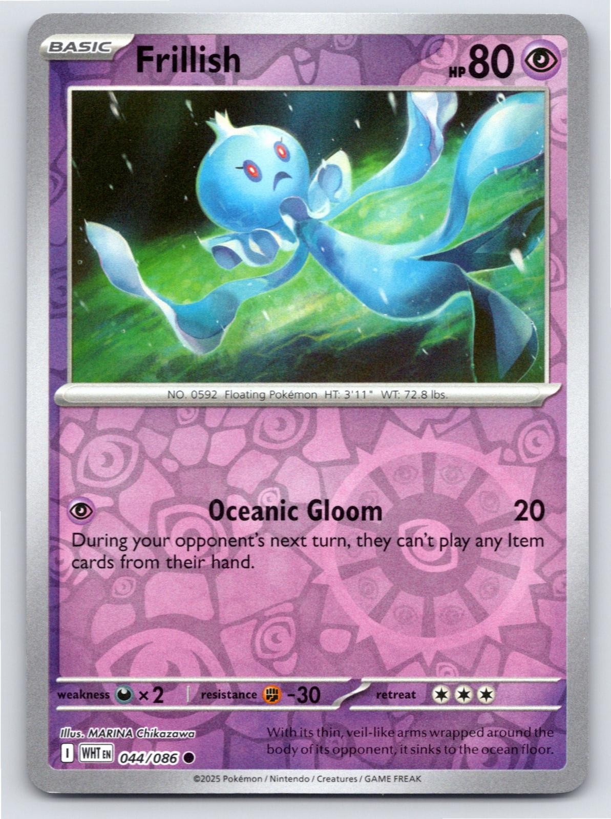 2025 POKEMON FRILLISH WHITE FLARE 044/086 REVERSE HOLO COMMON NM A45106 FREE S&H