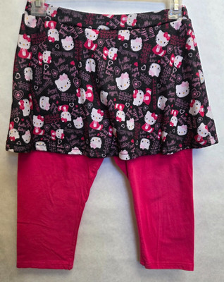 HELLO KITTY Girls Capri Leggings Attached Skirt Size L 10 12