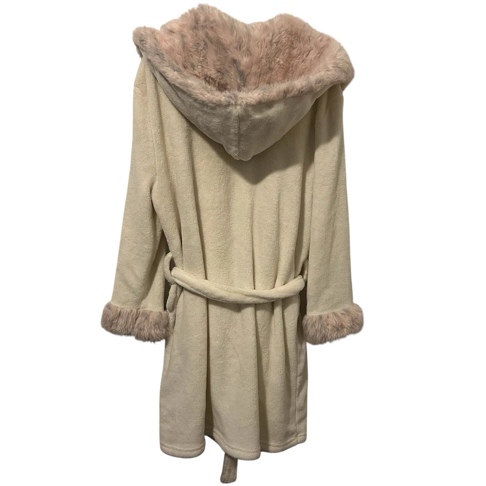 Bata con capucha Pottery Barn TEEN de leopardo (gris) con ribete de piel sintética talla única spa de lujo Foto 2 de 4