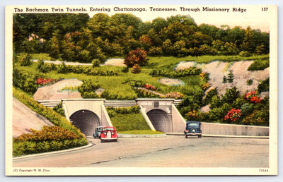 Vintage Postcard Tennessee Bachman Twin Tunnels Chattanooga Tenn. TN Unposted