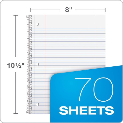 Spiral Notebook, 1 Subject, College Ruled Paper, 8 x 10-1/2 Inch, Pastel Pink... - Picture 2 of 7