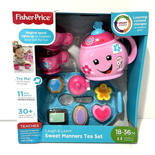 FISHER-PRICE LAUGH  LEARN SWEET MANNERS TEA SET 11 PIECES INTERACTIVE TOY NEW 