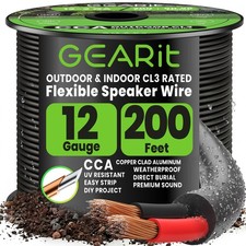 GEARit 12 Gauge Speaker Wire Cable,12 Gauge Wire CL3 Rated 200ft,Audio Cable ...