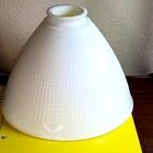 Vintage MCM White Milk Glass Torchiere Diffuser 8”x6"x 2-1/4" Lamp Shade Waffle