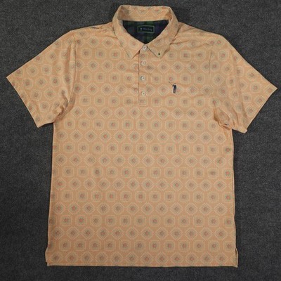 William Murray Golf Shirt Polo Sandy Tiles II Print Large Apricot