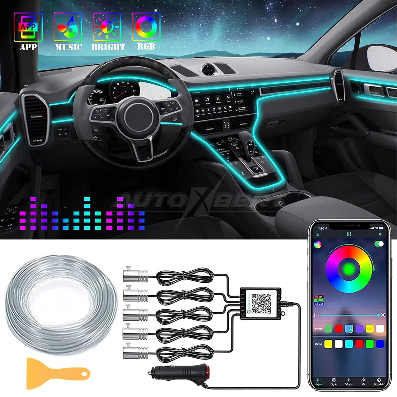 LED Car Interior Strip Light Atmosphere Neon Glow APP-Control Ambient Light Kit
Opens in a new windo