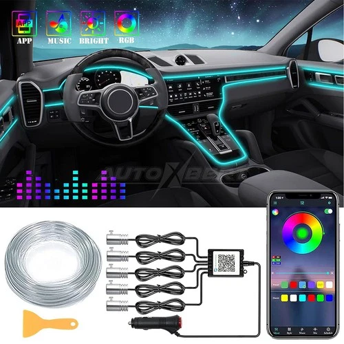 LED Car Interior Strip Light Atmosphere Neon Glow APP-Control Ambient Light Kit