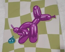 Funky Olive Green Wall Decor - Retro style Modern art - Pop art Purple Teal