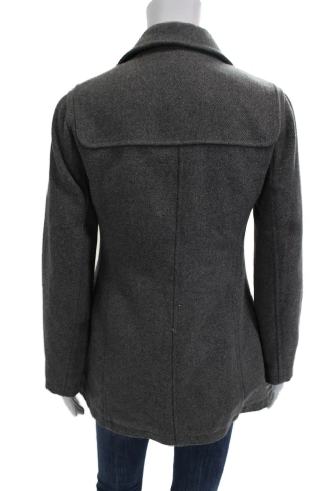 Abrigo Banana Republic Mujer Gris Espiga Cuello Palanca Mezcla Lana Talla XS Foto 3 de 4