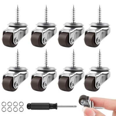 1/2 Inch Small Caster Wheels Single-Screw, Mini Low Profile Swivel Castor Whe...