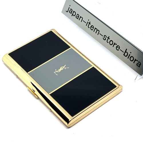 YVES SAINT LAURENT YSL Logo Vintage Cigarette Holder Card Case Black Gray