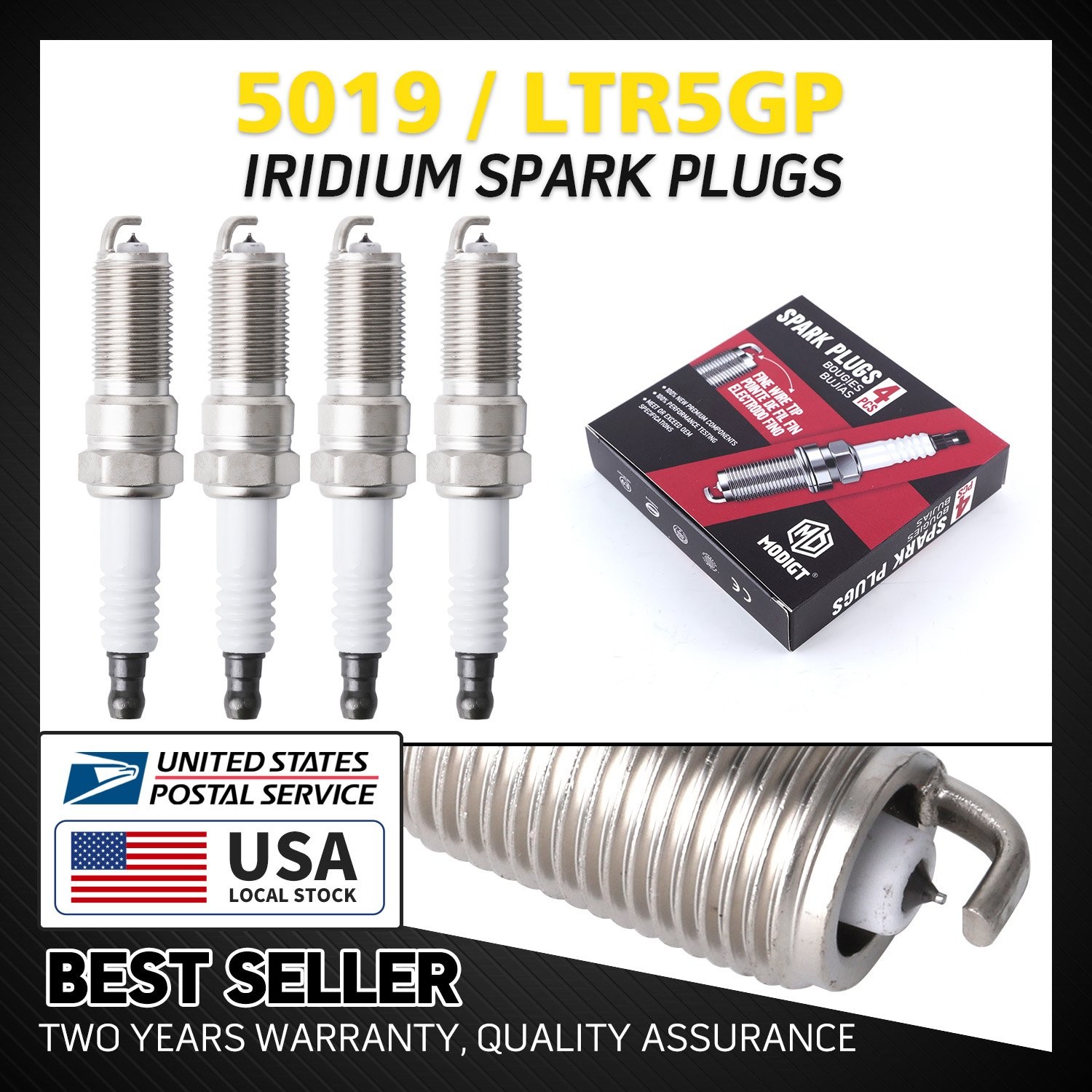 Set of 4 OEM Performance Iridium Spark Plugs Fit For NGK 5019 Spark Plugs LTR5GP