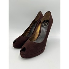 Prada Brown Suede Peep Toe Platform Pumps Heels Made Italy Espresso Brown 39.5
