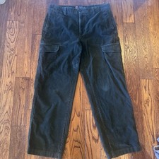 Chaps Corduroy Men's Pants Flat Front 34W 28L Dark Brown Utility Pockets Vintage