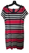 Banana Republic Striped Sheath Dress size 12 thick Comfortable Red Black & White
