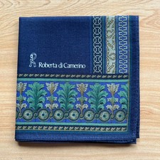 HANDKERCHIEF MEN'S VINTAGE BLUE PATTERNED POCKET SQUARE COTTON 17" B0895