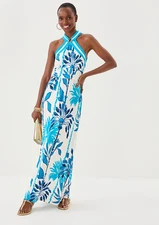 Lilly Pulitzer Devena Halter Maxi Dress in Coconut Oversized Swayinm, Size !!
