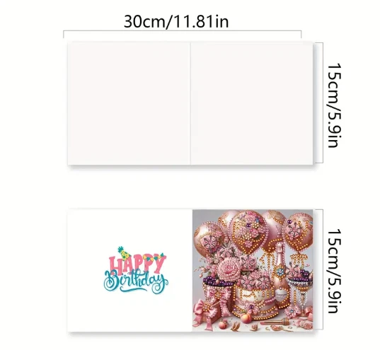 8pcs 5D DIY Diamond Art Assorted Birthday Greeting Card Kits for Adults - Image 3 of 4