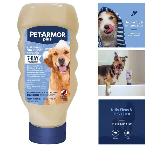 Dog Flea And Tick Treatment Shampoo Tropical Breeze For Dogs And Puppies 18 Oz.