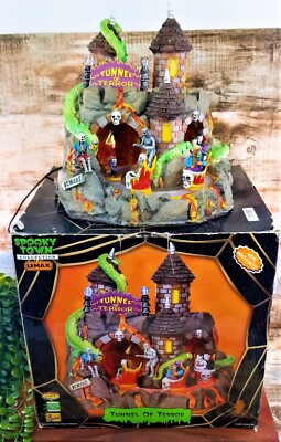 Lemax Spooky Town Tunnel of Terror Light & Sound Carnival Ride 84771 VIDEO HTF