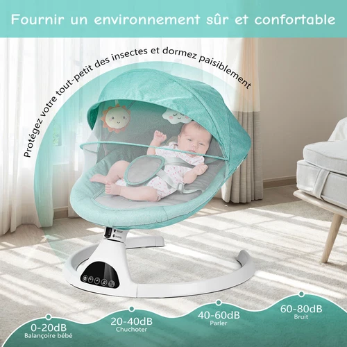 Multifunktion Babywippe Elektrisch Babyschaukel mit Fernbedienung & 5-Punkt-Gurt - Bild 18 von 37