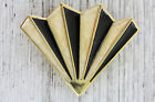 Gold Tone 1980'S Costume Jewelry Retro Vintage Monet Enamel Brooch Pin Fan