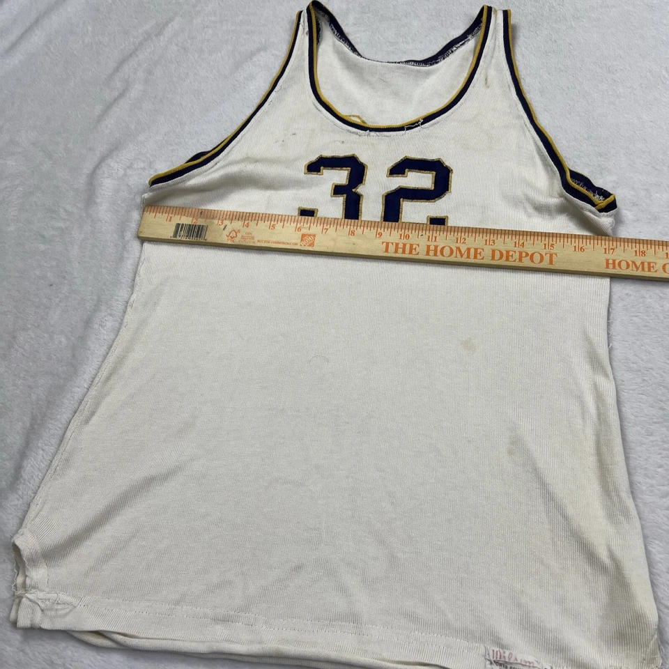复古 Wilson #32 篮球球衣白色 38 码美国制造缝制比赛坦克 — 第 4/4 张图片