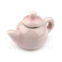 Puppenhaus Miniatur Handgefertigt Pink Keramik Teekanne