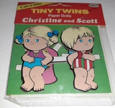 Vintage Tiny Twins Paper Dolls Christine And Scott Clothes KARNAN 12 Outfits