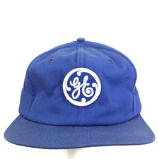 Vtg GE General Electric Patch Hat USA Logo Foam Snap Back Trucker Baseball Cap