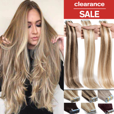Skin Weft 100% Real Remy Human Hair Tape In Extensions Highlight/ Ombre 20-60pcs