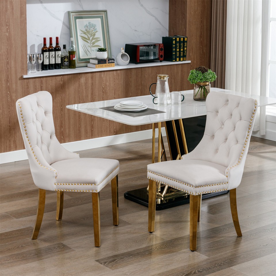 Modern Dining Chair Set of 2High Back Velvet Upholstered Kitchen