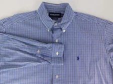 Ralph Lauren Polo Golf Mens Designer Blue Checkered Casual Shirt Big Large