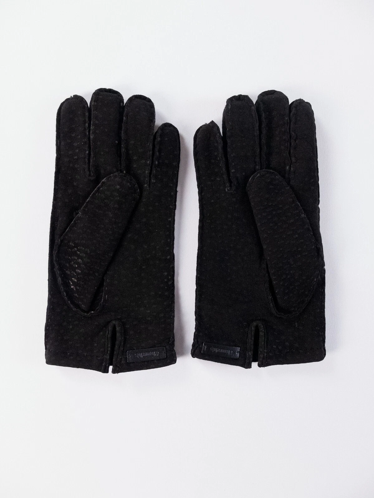 (NO CUSTOMS TAX) CHURCH'S black cashmere lined capybara leather gloves authentic
