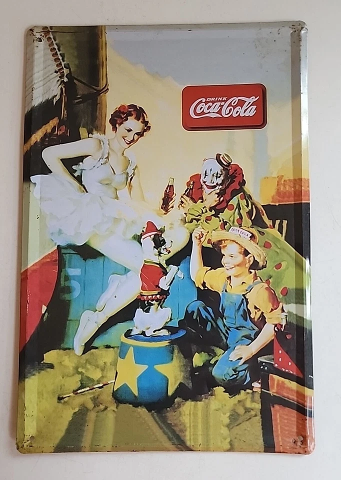 VTG Coca-Cola Coke Lot Of 3 Advertising Circus 50th Anniversary Tin Signs 8"x12" - Image 2 of 4