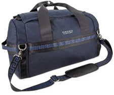 Versace Parfums Duffle dark blue Backpack faux leather gym Weekender travel Bag