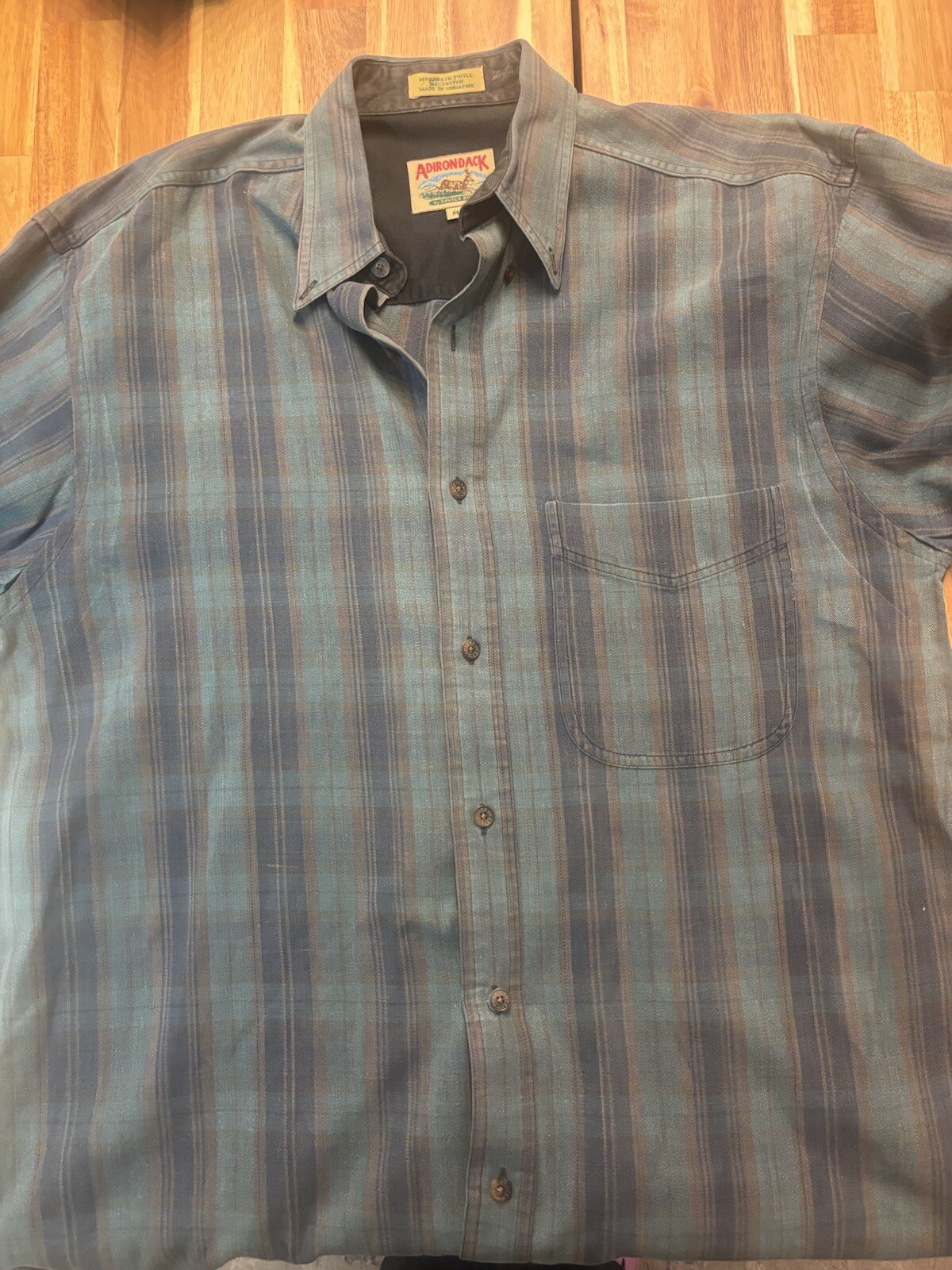 Camicia a quadretti vintage Adirondack di Savile fila abbottonata montagna twill uomo medio