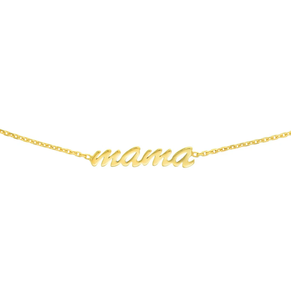 14K Yellow Gold Script Mama Choker Chain (Solid Links) 15"-17" Adjustable - Image 3 of 4