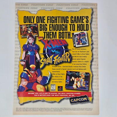 X-Men vs Street Fighter PlayStation 1 PS1 Hold Them Print Ad/Poster Promo Art