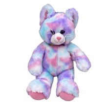 Plush Kitty Cat Pastel Swirl Tie Dye Pink Purple Blue 16" 2020 BABW Build A Bear