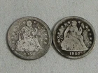 2 Seated LIBERTY Dimes: 1857 & 1857-o.  #63