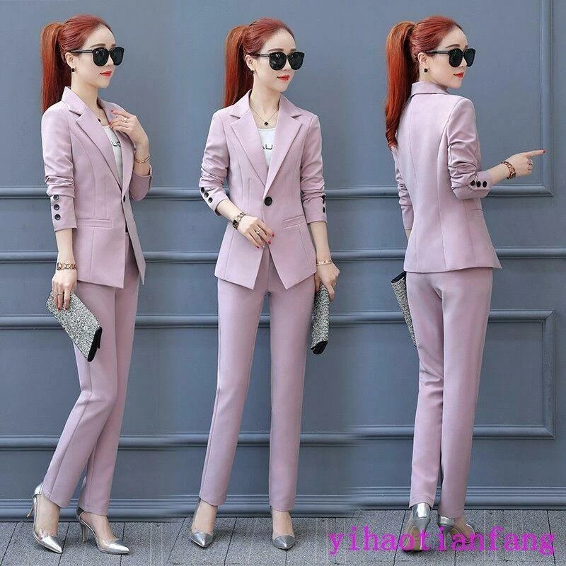 New Hot Women Formal Pant Suit for Weddings Party 2PCS Coat Office