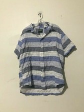 Gitman Bros Vintage Size XL Made in USA 100% Cotton Men Shirt Blue Gray Stripe