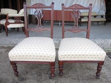 pair of edwardian mahogany upholstered side nursing chairs ref 899