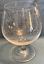 Interglass Made In Italy Etched Brandy Snifter 5 1/4" Excellent
