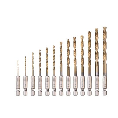 Ysamax 13 STCK. Titanbeschichtete Drehbohrer Bit-Set, Schnellwechselbohrer Bits