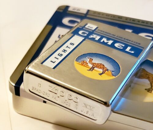 Zippo Camel 20 Filters Z 504 1999 100 Made Brushed Chrome special tin & insert - Picture 11 of 15