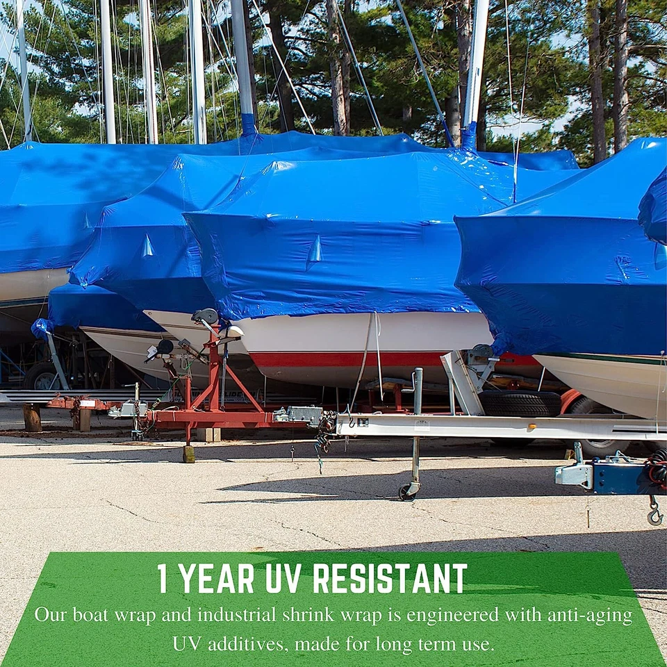 Polyethylene Plastic Shrink Wrap - 7 mil, Blue Shrink Film - Image 4 of 4