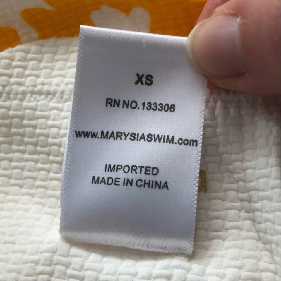 Parte inferior de bikini Marysia Swim Mott festoneada con lazo lateral amarillo blanco floral nueva con etiquetas Xs Foto 4 de 4