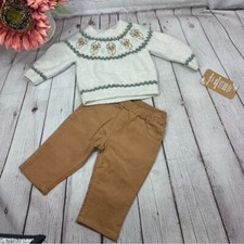 NWT tommy bahama kids Cozy Knit Sweater and Tan corduroy Pants Set 0-3M